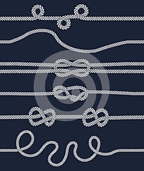 Marine rope knot seamless pattern. Marine rope and sailors ship knot, cord sailor borders, knot sail, package rope seamless.