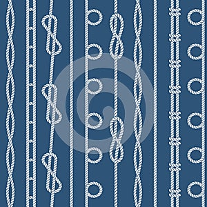 Marine rope knot seamless vector pattern