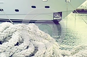 Marine ropes on the dock.