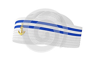 Marine Sailor Hat with Golden Anchor Emblem. 3d Rendering