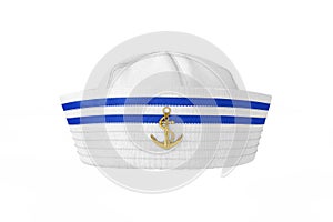 Marine Sailor Hat with Golden Anchor Emblem. 3d Rendering