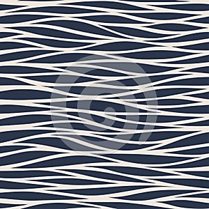 Marine seamless pattern with stylized blue waves on a light back