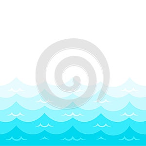 Marine seamless pattern with stylized blue waves on a light background. Water Wave sea ocean abstract vector design art