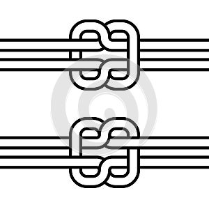 Marine self-tie knot vector double knot concept of cohesion and teamwork