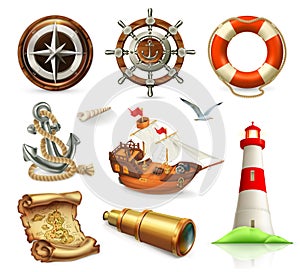 Marine set. Summer vacation vector icons