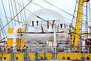 Marine Ship-School MIRCEA. Constanta harbor at Black Sea. Mast.