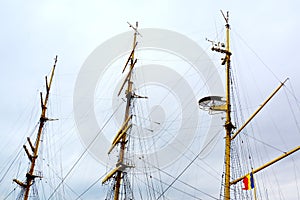 Marine Ship-School MIRCEA. Constanta harbor at Black Sea. Mast.