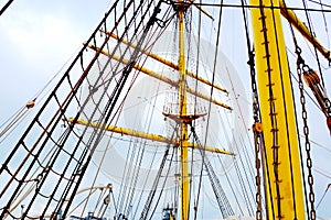 Marine Ship-School MIRCEA. Constanta harbor at Black Sea. Mast.