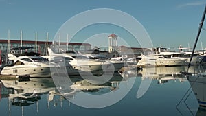 Marine Station on the shore of the emerald Black Sea in Sochi on a sunny day under the blue sky