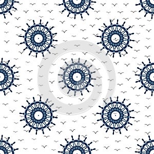 Marine steering wheel seamless pattern