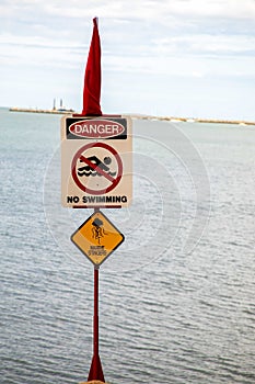 Marine Stinger hazard sign