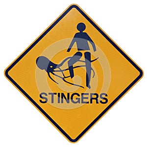 Marine stingers or jelly fish warning sign