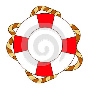 Marine symbol, lifebuoy entwined with a rope. Design for decoration. Textile, print