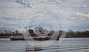 Marine tow boat or tug boat used for shipping and tranport