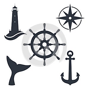 Marine travel topic graphic set symbols