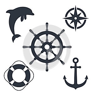 Marine travel topic graphic set symbols