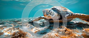 Marine Turtle: Navigating the Ocean\'s Fragility. Concept Marine Life, Endangered Species, Ocean