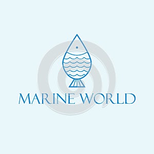 Marine world vector logo design. Abstract geometric fish logotype.