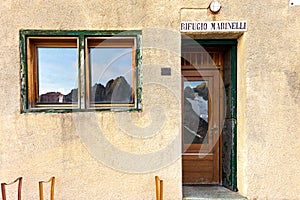 Marinelli mountain hut exterior entrance door