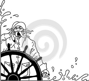 Mariner at Ship`s Wheel Illustration