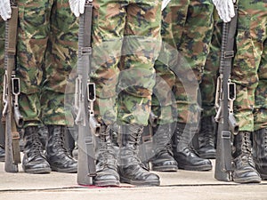 Marines performing Military Parade of Royal Thai Navy