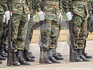 Marines performing Military Parade of Royal Thai Navy