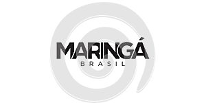 Maringa in the Brasil emblem. The design features a geometric style, vector illustration with bold typography in a modern font. photo
