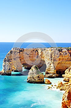 Marinha Beach, located on the Atlantic coast