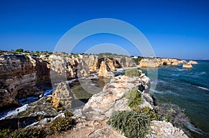 Marinha Beach, located on the Atlantic coast in Portugal, Algarve.