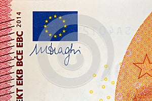 Mario draghi signature ten euro photo