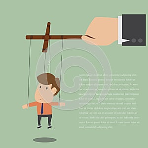 Marionette of Businessman with rope controlled