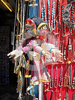 marionette fatte a mano, mercato di Kathmandu