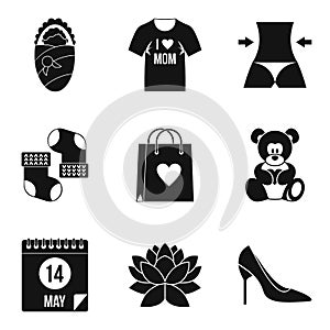Marital partner icons set, simple style