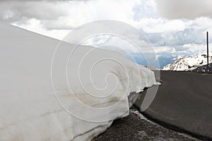 Snow wall in Maritime Alps, France