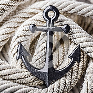 Maritime Anchor and Rope