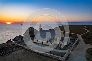 Maritime chapel under twilight scenery