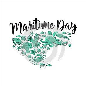 Maritime day. Sea animals. Vector images.