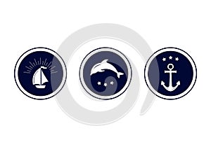 Maritime emblem icon. Vector illustration.