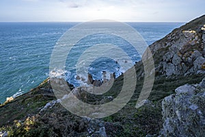 Maritime landscape of the wild coast of Normandy in France