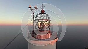 Maritime Lighthouse Aerial Shoot View at Sunset