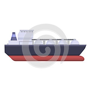 Maritime lorry tank icon cartoon vector. Gas carrier ship