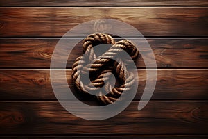 Maritime Marine knot on wooden background. Generate AI