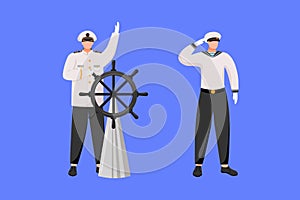 Maritime professions flat vector illustration