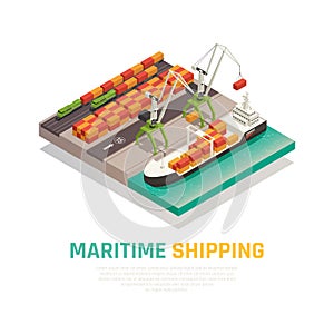 Maritime Shipping Isometric Composition