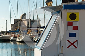 maritime signal flags on tugboat