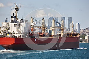 Maritime traffic at the Bosphorus strait in Istanbul. Transportation Turkey