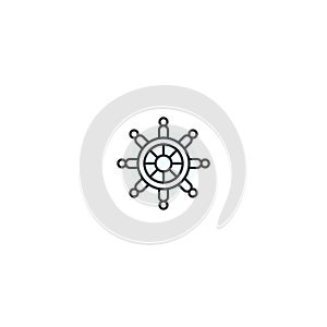 Maritmr ship rudder wheel line icon. Boat oid sailor helm