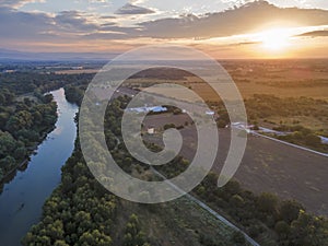 Maritsa River passing near the city of Plovdiv, Bulgaria