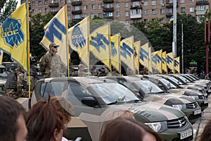 Mariupol, Ukraine June 12 2016 the parade dedicated to the second anniversary of the liberation of the city of Mariupol