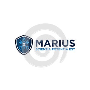 Marius Scientia Potentia logo design template for security